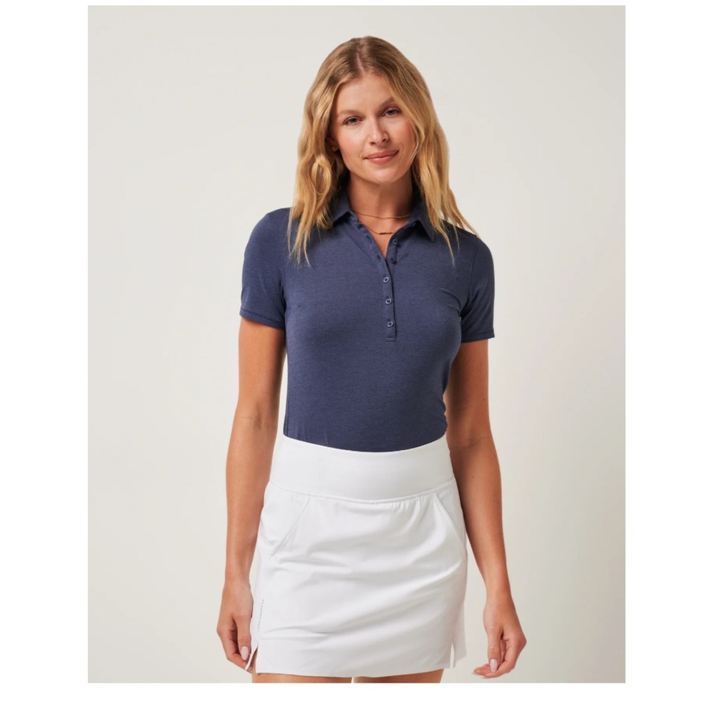 TravisMathew Callaway Logo Featherweight Active Polo XXL Heather Mood Indigo NWT